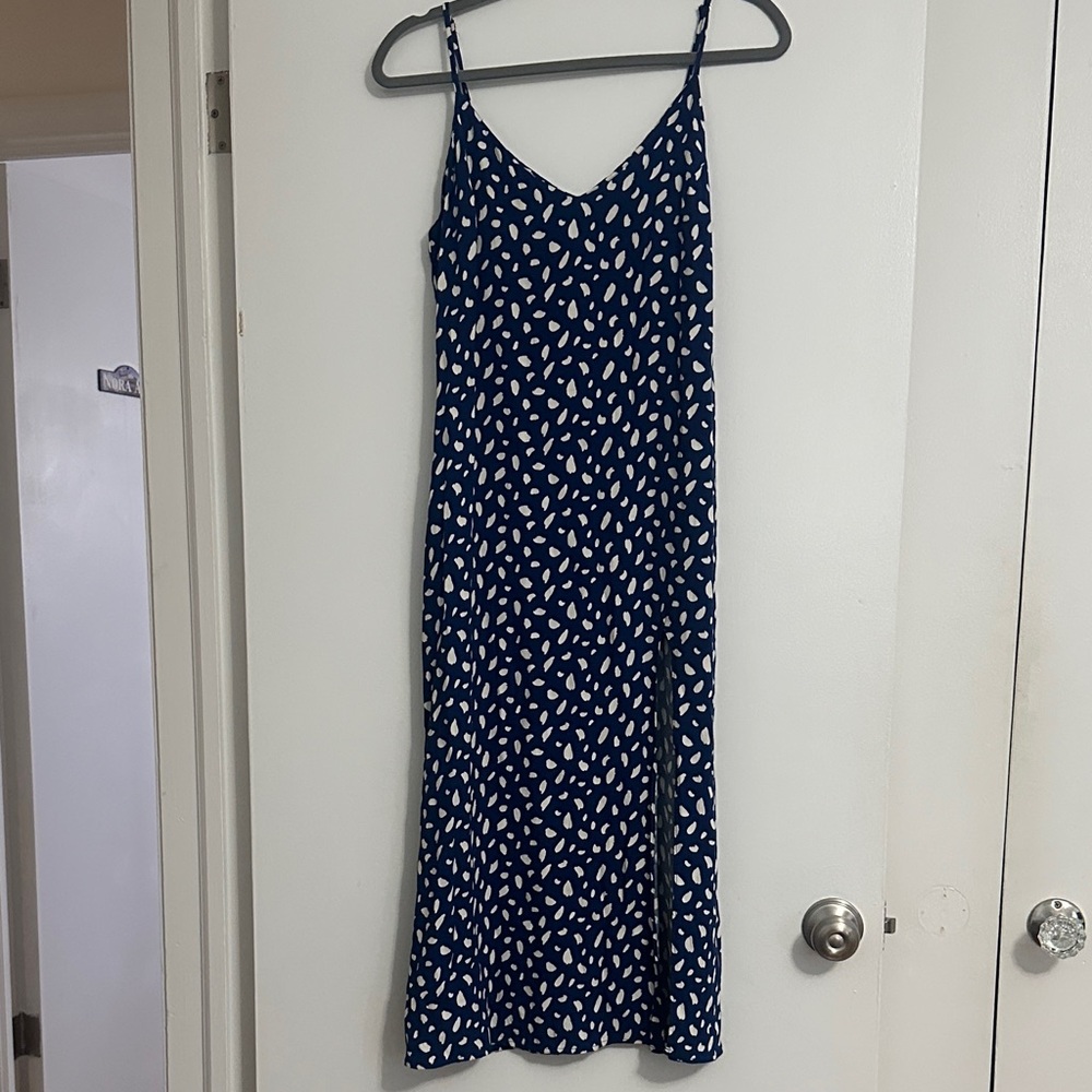 Reformation Blue and White Juliette Midi Dress